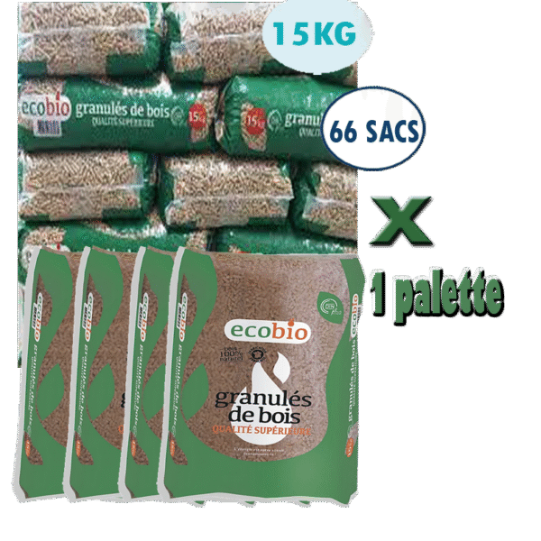 Granulés de Bois ECOBIO, palette de 66 Sacs de 15 Kg